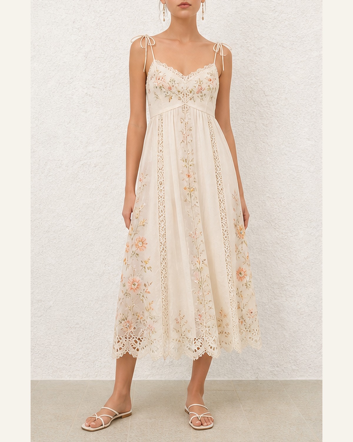 Elodie Ivory Lace Panel Slip Dress