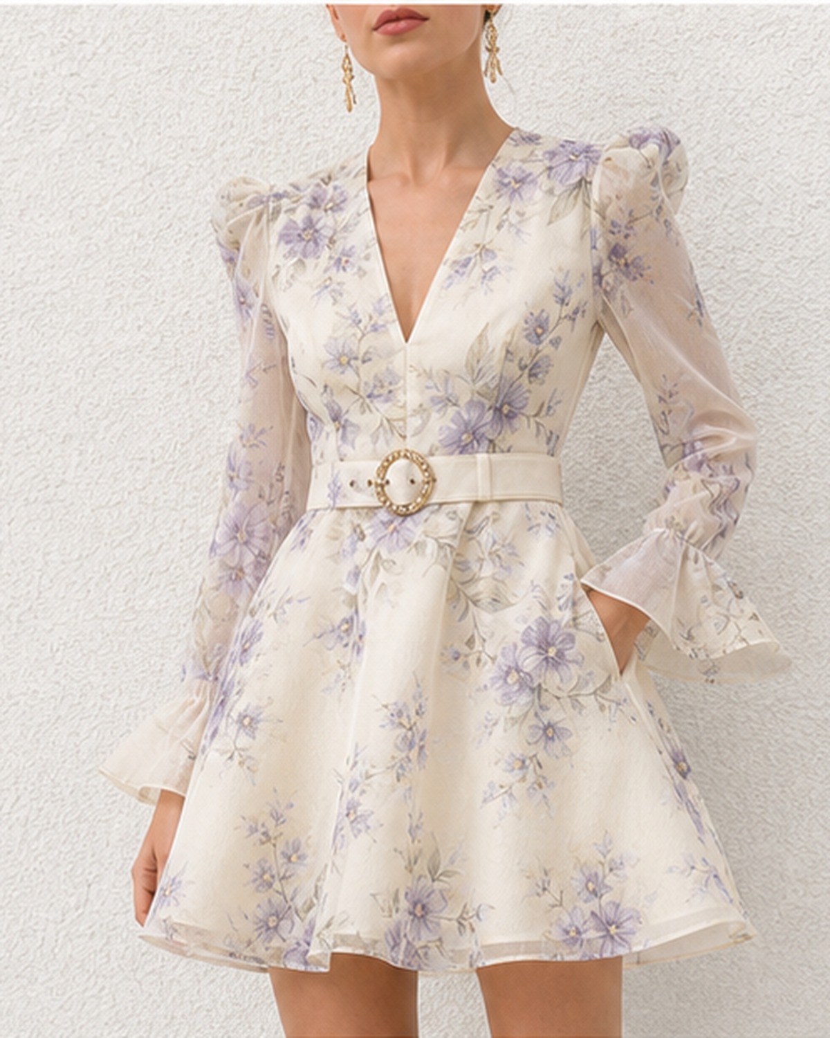 Lysia Lilac Buckle Mini Dress