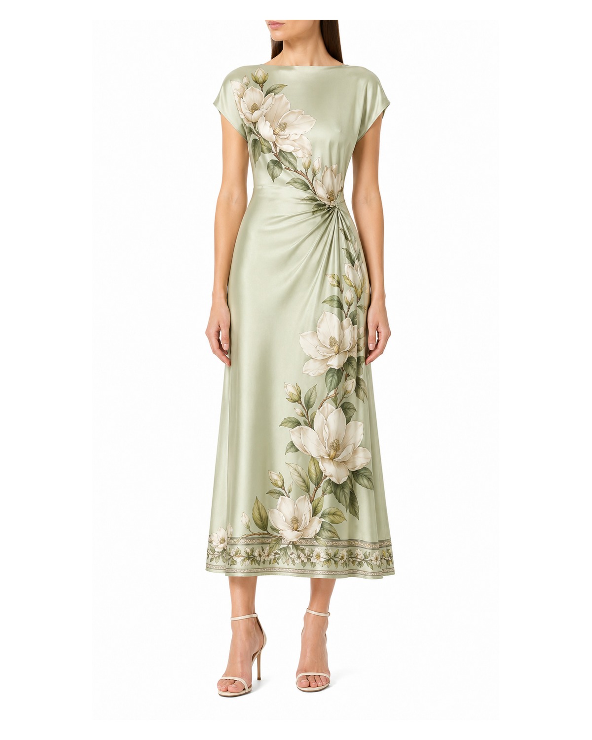 Selene Sage Placement Floral Dress