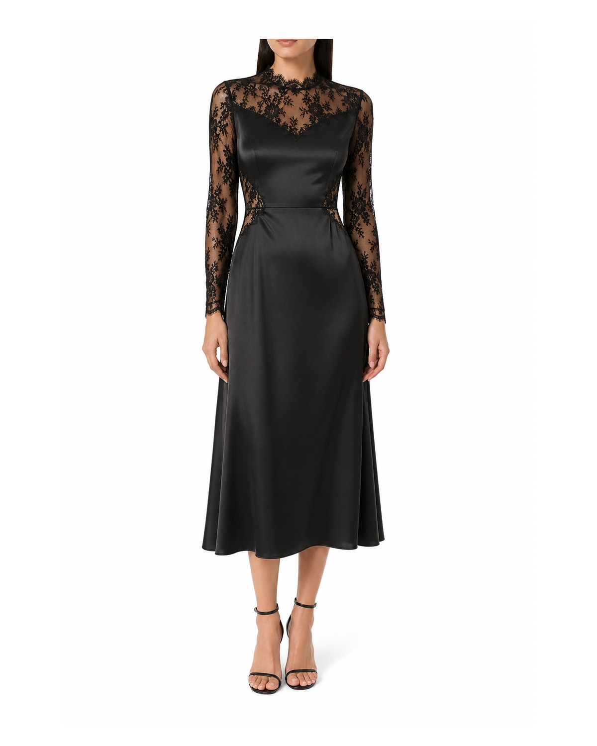 Valentina Black Lace Satin Dress
