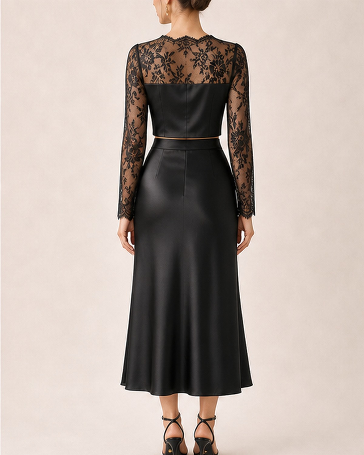 Bianca Black Lace Satin Set