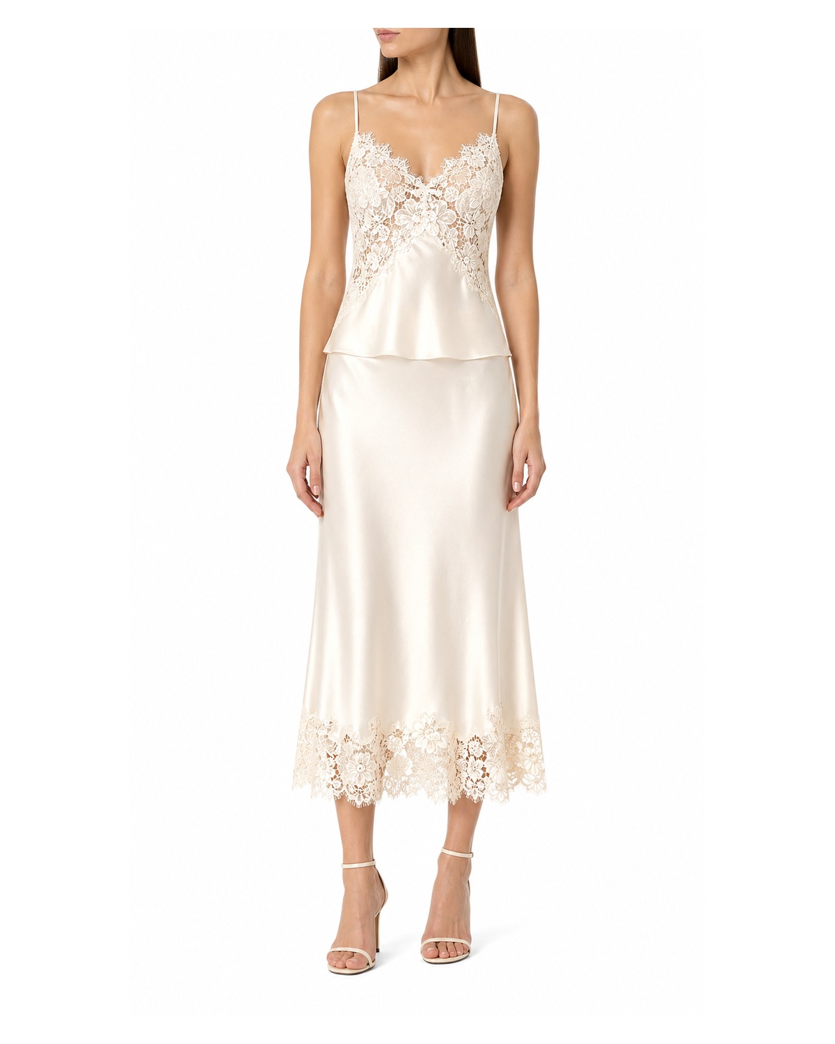 Serena Ivory Lace Satin Set